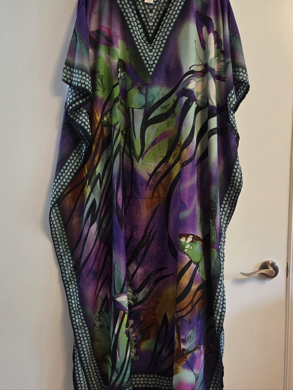 WINLAR Vintage Butterfly Print Kaftan Mumu One Size - Picture 2 of 7